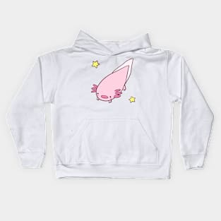 Cute happy axolotl with stars Kids Hoodie